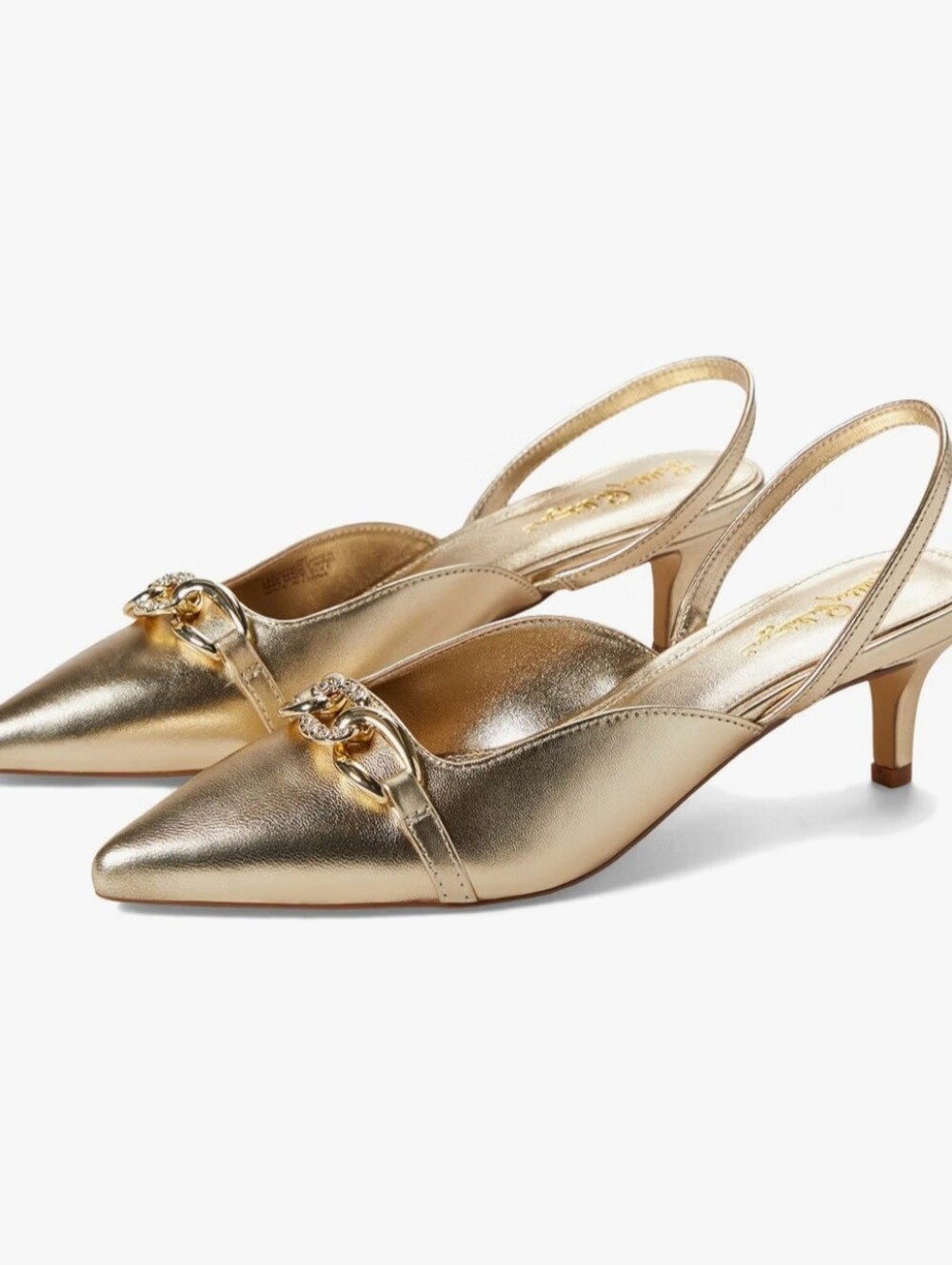 Lilly Pulitzer Women's Jules Gold Kitten Heel Slingback Shoes, 6, NIB $198
